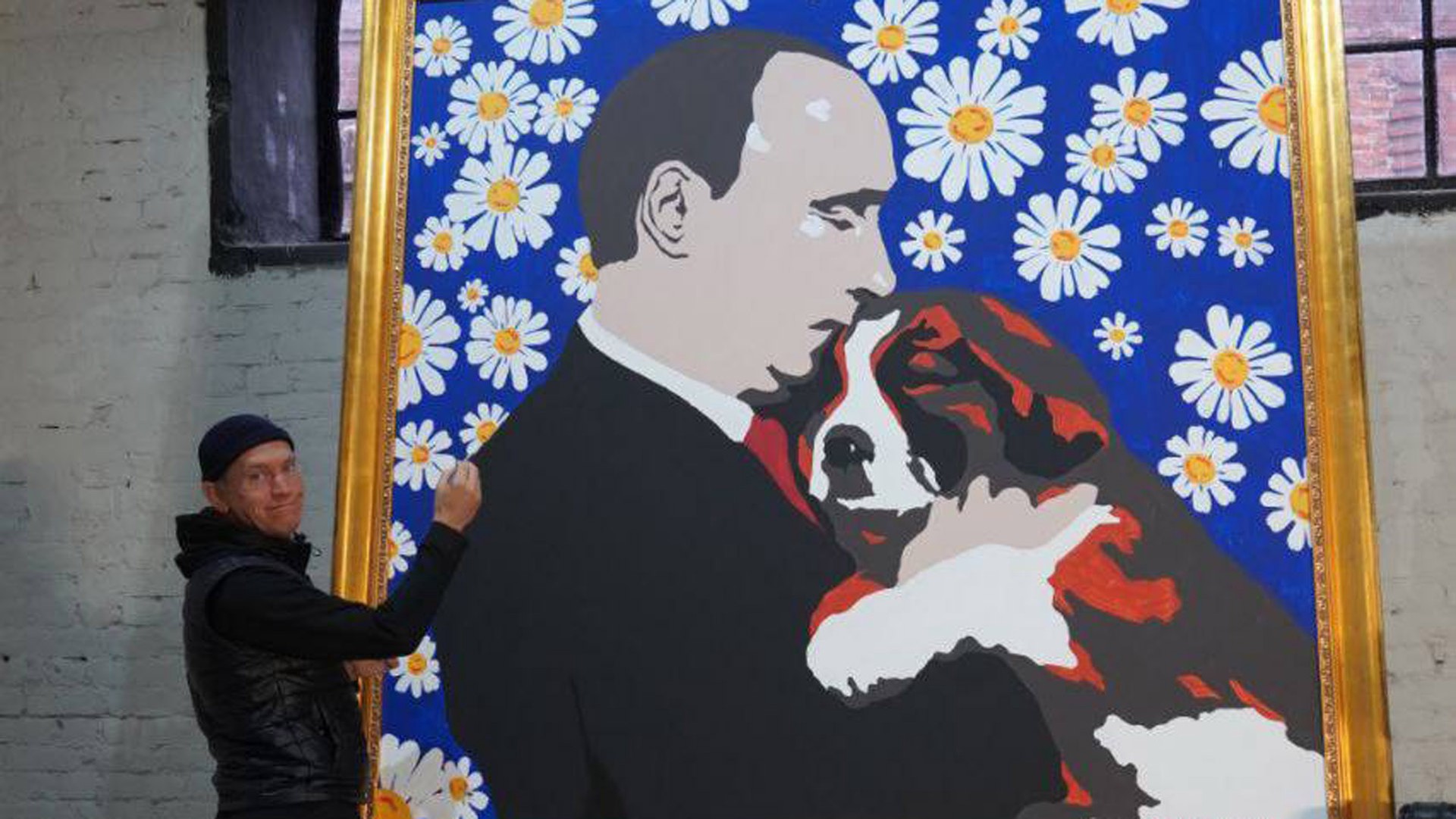 Питерский художник воссоздал работу «Путин с щенком», отразив рост территории России