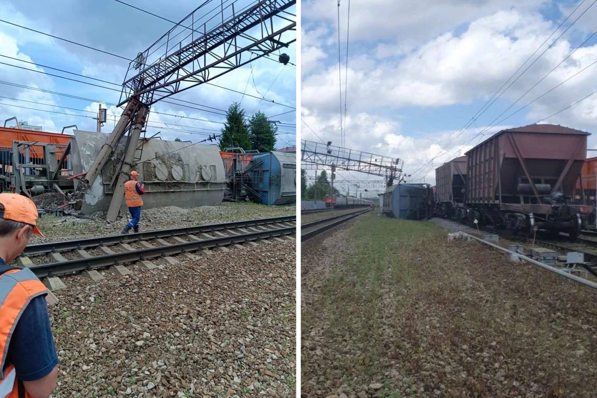 На юге Москвы сошли с рельсов шесть грузовых вагонов с цементом