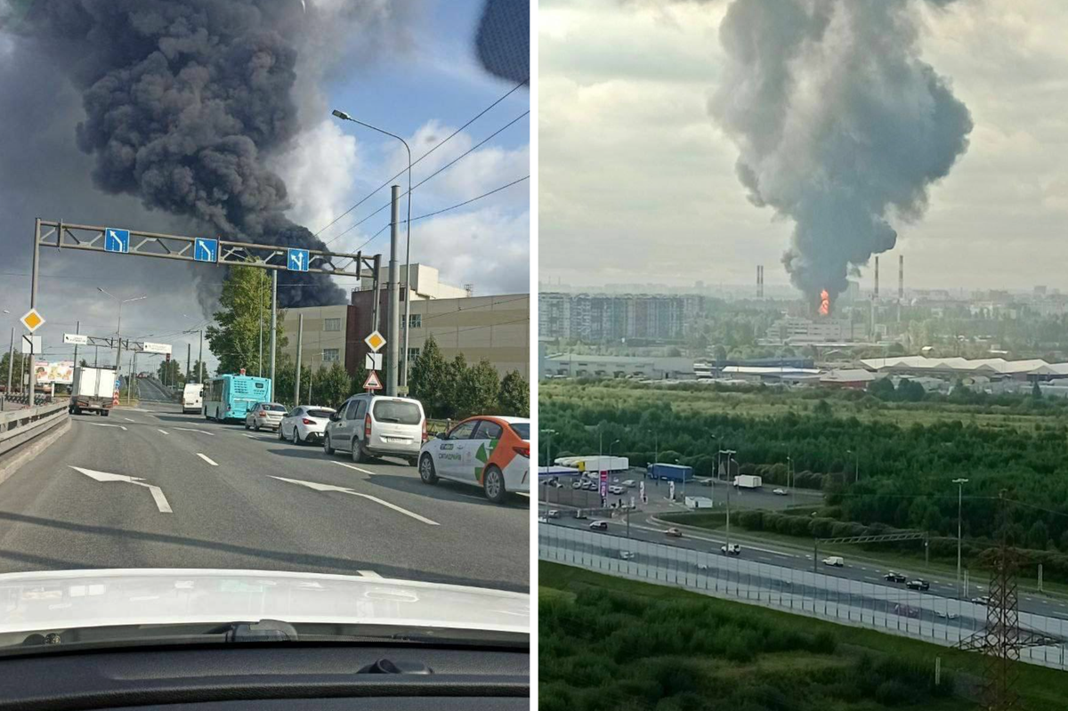 В Петербурге вспыхнул крупный пожар в районе нефтебазы «Ручьи»