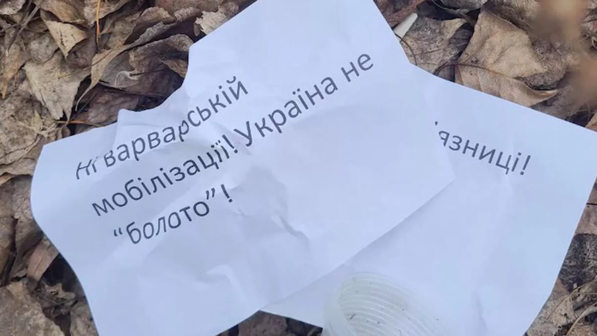 В Киевской области Украины на месте взрыва обнаружены листовки против мобилизации