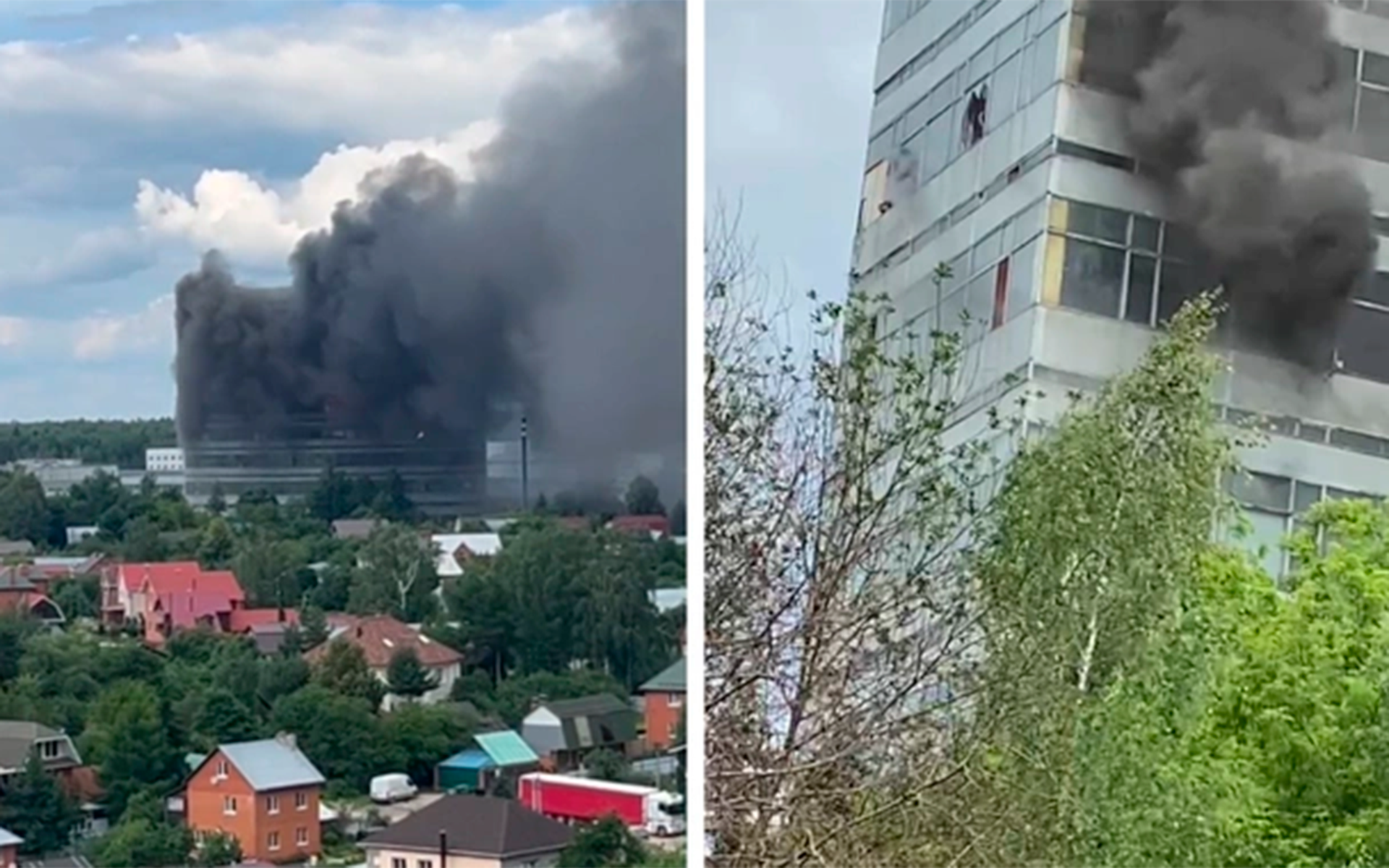 Пожар произошёл в здании НИИ «Платан» в подмосковном Фрязине