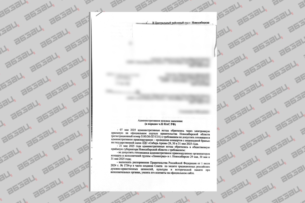 Новосибирские общественники подали из-за концерта Шнурова иск против правительства