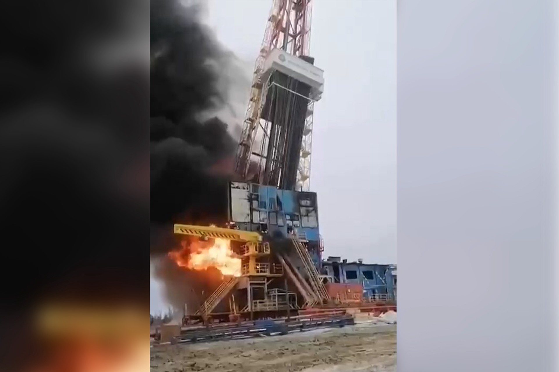 Три человека пострадали при пожаре и обрушении буровой вышки на Ямале