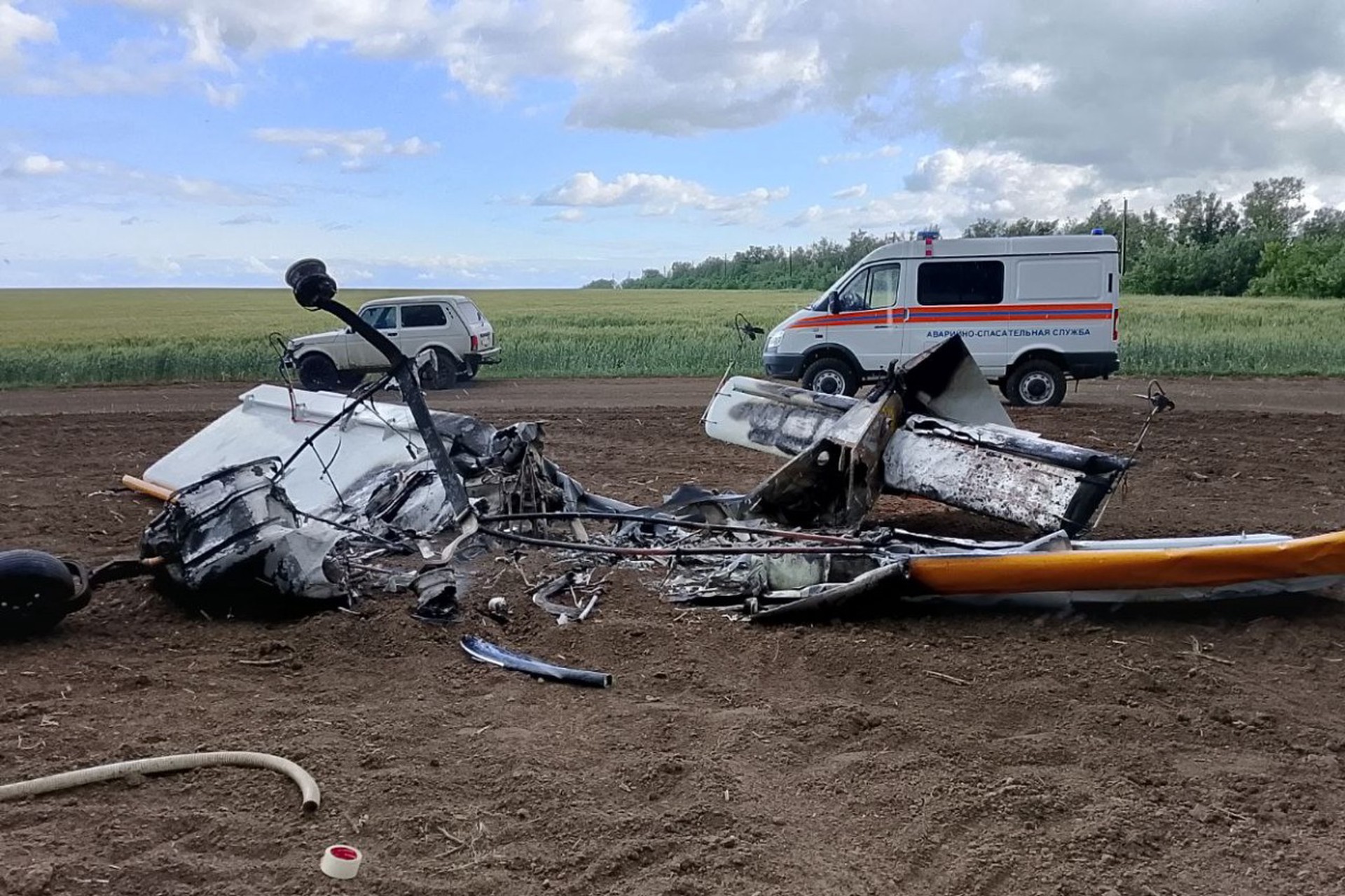 Самолет врезался в ЛЭП и рухнул в Саратовской области