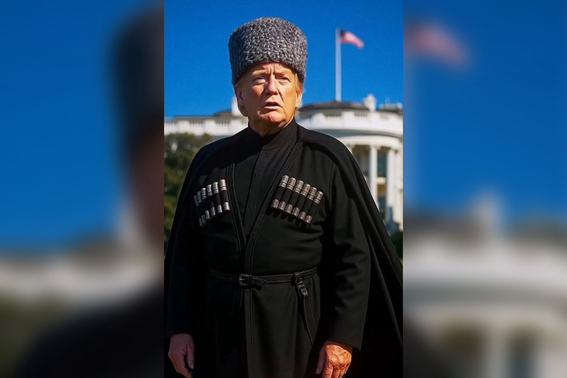 Кадыров опубликовал видео нейросети, в котором Трамп говорит по-чеченски в национальном костюме