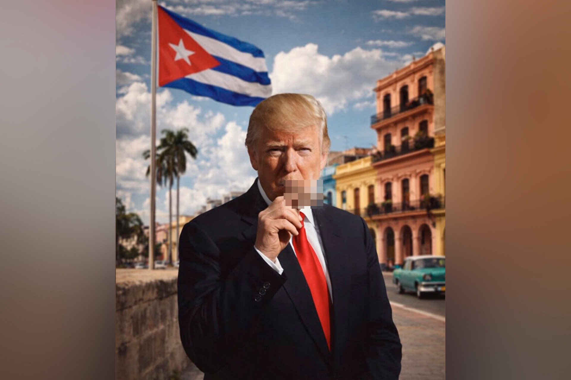 Трамп репостнул картинку, на которой он курит кубинскую сигару