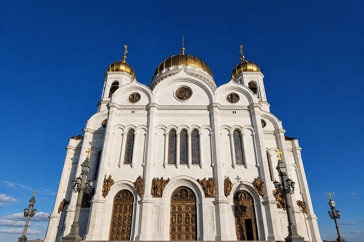 Встреча Тихвинской иконы: кадры очереди перед храмом Христа Спасителя